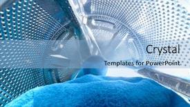  Presentation with china clothes washing machine - Presentation theme consisting of machine loaded with blue towel background and a light blue colored foreground