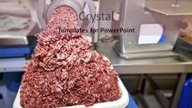  Presentation with grocery store - PPT layouts featuring machine-mincing-meat-in-grocery background and a  colored foreground