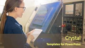  Presentation with electronic - Audience pleasing slide deck consisting of machine panel and entering data backdrop and a violet colored foreground