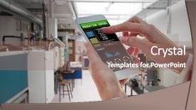  Presentation with hand saving someone - Cool new presentation with machine parts - cropped hand using smartphone backdrop and a coral colored foreground