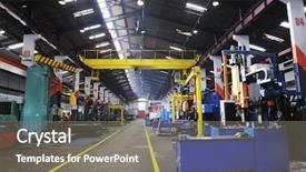  Presentation with steel factory - Amazing presentation theme having machine parts modern factory backdrop and a gray colored foreground