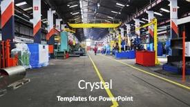  Presentation with steel factory - Audience pleasing presentation theme consisting of machine parts modern factory backdrop and a gray colored foreground