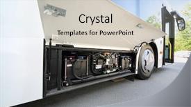  Presentation with electrical battery - Theme having machine power electrical enginering - battery of white city bus background and a soft green colored foreground