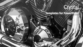  Presentation with motorcycle engine - Presentation enhanced with machine power electrical enginering - closeup of chromed motorcycle engine background and a dark gray colored foreground