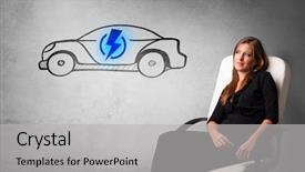  Presentation with electric car - PPT theme consisting of machine power electrical enginering - formal person thinking about electric background and a light gray colored foreground