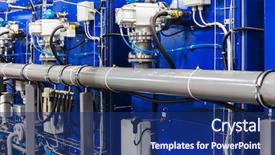  Presentation with factory - Presentation theme consisting of machine power electrical enginering - modern equipment with pumps background and a navy blue colored foreground