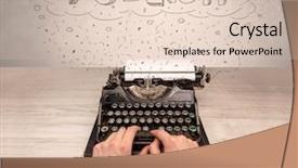  Presentation with medical robot hand and person - Presentation enhanced with machine related - first person perspective hand writing background and a  colored foreground