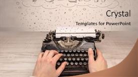  Presentation with first - Colorful slide deck enhanced with machine related - first person perspective hand writing backdrop and a  colored foreground