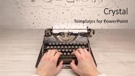  Presentation with medical robot hand and person - Presentation theme enhanced with machine related - first person perspective hand writing background and a  colored foreground