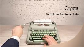  Presentation with first - Colorful presentation theme enhanced with machine related - first person perspective hand writing backdrop and a  colored foreground