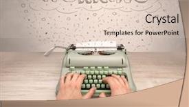  Presentation with first - PPT theme featuring machine related - first person perspective hand writing background and a lemonade colored foreground