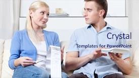  Presentation with wife - Theme featuring machine related - husband and wife calculate background and a sky blue colored foreground