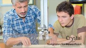  Presentation with wood craft - Amazing presentation theme having machine related - wood craft lesson backdrop and a coral colored foreground
