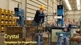  Presentation with industrial engineer - Amazing presentation theme having machine safety - engineer checking equipment motion blurred backdrop and a  colored foreground