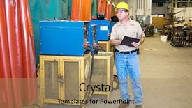  Presentation with welding safety - Cool new presentation theme with machine safety - inspector checking the welding equipment backdrop and a coral colored foreground