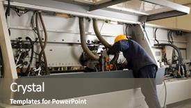  Presentation with factory machine - PPT theme enhanced with machine safety - mechanic at factory background and a  colored foreground