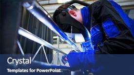  Presentation with safety work - PPT layouts with machine safety - welder at work color toned background and a ocean colored foreground