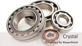  Presentation with machine shop - Theme enhanced with machine shop - bearings tool isolated on white background and a soft green colored foreground