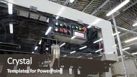  Presentation with machine shop - Theme featuring machine shop - equipment for a print background and a dark gray colored foreground