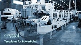  Presentation with equipment - Slides with machine shop - equipment for a print background and a ocean colored foreground