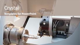  Presentation with machine shop - PPT layouts featuring machine shop - image of a lathe background and a coral colored foreground