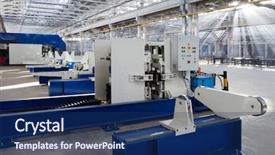  Presentation with equipment - Amazing PPT theme having machine shop - new technological equipment for modern backdrop and a navy blue colored foreground