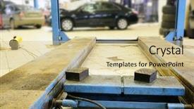  Presentation with computer repair - Slide set having computer repair shop - closeup lift in the car-care background and a soft green colored foreground