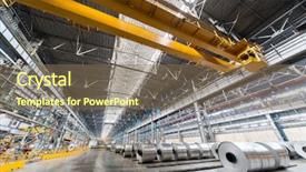  Presentation with roll fabric in store room - Slide set featuring process engineer - rolls of aluminum are store background and a violet colored foreground