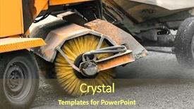  Presentation with asphalt road - Presentation having machine sweeping road after asphalt background and a tawny brown colored foreground