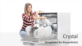  Presentation with handball champions league cup - PPT layouts featuring machine test - young blond woman putting background and a white colored foreground