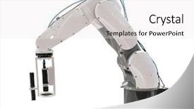  Presentation with machine vision - Cool new presentation theme with machine vision - robotic arm at production isolated backdrop and a white colored foreground