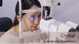  Presentation with machine vision - Beautiful theme featuring machine vision - woman check on eye backdrop and a mint green colored foreground