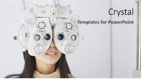  Presentation with machine vision - Slide deck featuring machine vision - woman doing eye test background and a light gray colored foreground