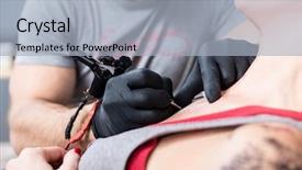  Presentation with art close up of professional - Cool new slide deck with machine while making the contour backdrop and a light blue colored foreground