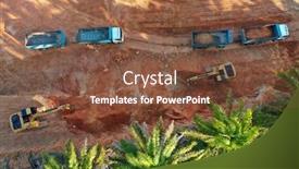  Presentation with construction site construction - Theme having machinery-destroying-forest-excavator background and a tawny brown colored foreground