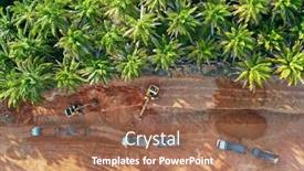  Presentation with trucks - PPT layouts consisting of machinery-destroying-forest-excavator background and a coral colored foreground