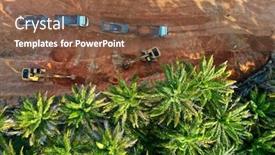  Presentation with construction site construction - Beautiful slides featuring machinery-destroying-forest-excavator backdrop and a tawny brown colored foreground