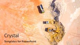  Presentation with heavy industry - Colorful slide deck enhanced with machinery industrial background on mining backdrop and a coral colored foreground