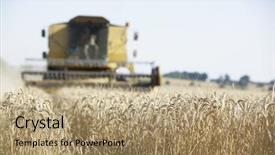  Presentation with machines - Presentation design consisting of machines agricoles - combine harvester working in field background and a  colored foreground