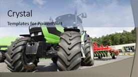  Presentation with plough - Slides enhanced with machines agricoles - large farming tractor and plough background and a light blue colored foreground