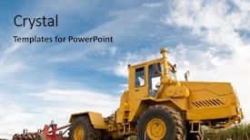  Presentation with agriculture crops - Presentation enhanced with machines agricoles - preparation of land for growing background and a  colored foreground