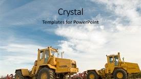  Presentation with agriculture crops - Presentation having machines agricoles - preparation of land for growing background and a  colored foreground