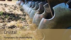  Presentation with agriculture field - PPT theme enhanced with machines agriculture - agricultural machine on the field background and a coral colored foreground