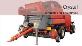  Presentation with agriculture black and white cow - Presentation design consisting of machines agriculture - agricultural round baler isolated background and a coral colored foreground