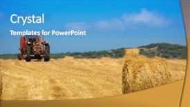  Presentation with tractor - Cool new presentation theme with machines agriculture - menorca combine tractor wheat backdrop and a teal colored foreground