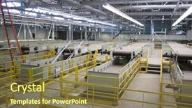  Presentation with recycling paper - Presentation theme having machines at a recycling center background and a tawny brown colored foreground