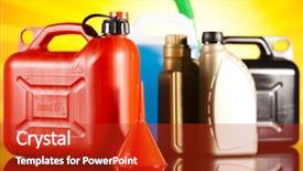  Presentation with moto - Colorful presentation enhanced with machines capacity - canisters liquids for car backdrop and a crimson colored foreground