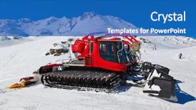 Presentation with machines - Audience pleasing PPT theme consisting of machines for skiing slope preparations at bad hofgastein austria - nature and sport background backdrop and a teal colored foreground