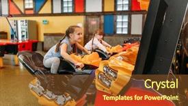  Presentation with machine - Slide set enhanced with machines kids - two girls plays game machine background and a tawny brown colored foreground