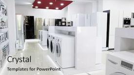  Presentation with retail store - Presentation consisting of machines refrigerators and other home background and a light gray colored foreground